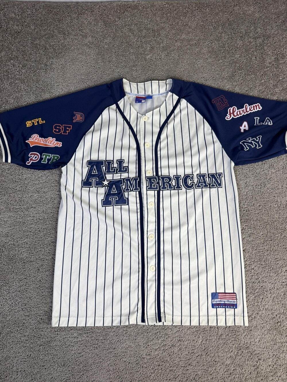 All American Jersey Mens 2XL White Baseball Legendary Classic Team Apparel